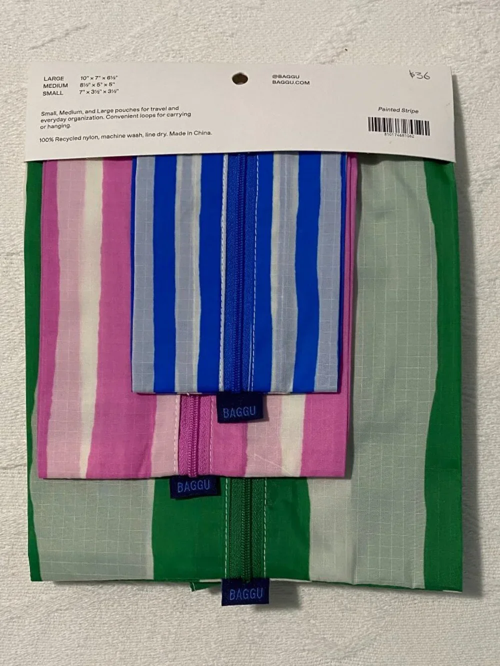 NWT Baggu 3d Zip Set Painted Stripe